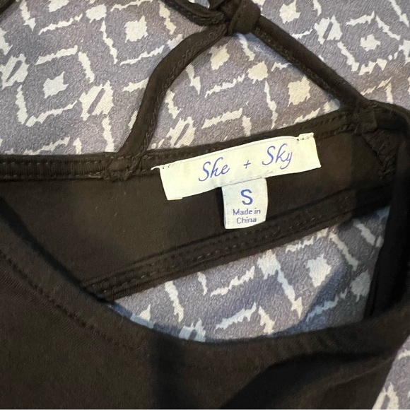 π She + Sky Black Top With Criss Cross Back - Size Small - Picture 7 of 8